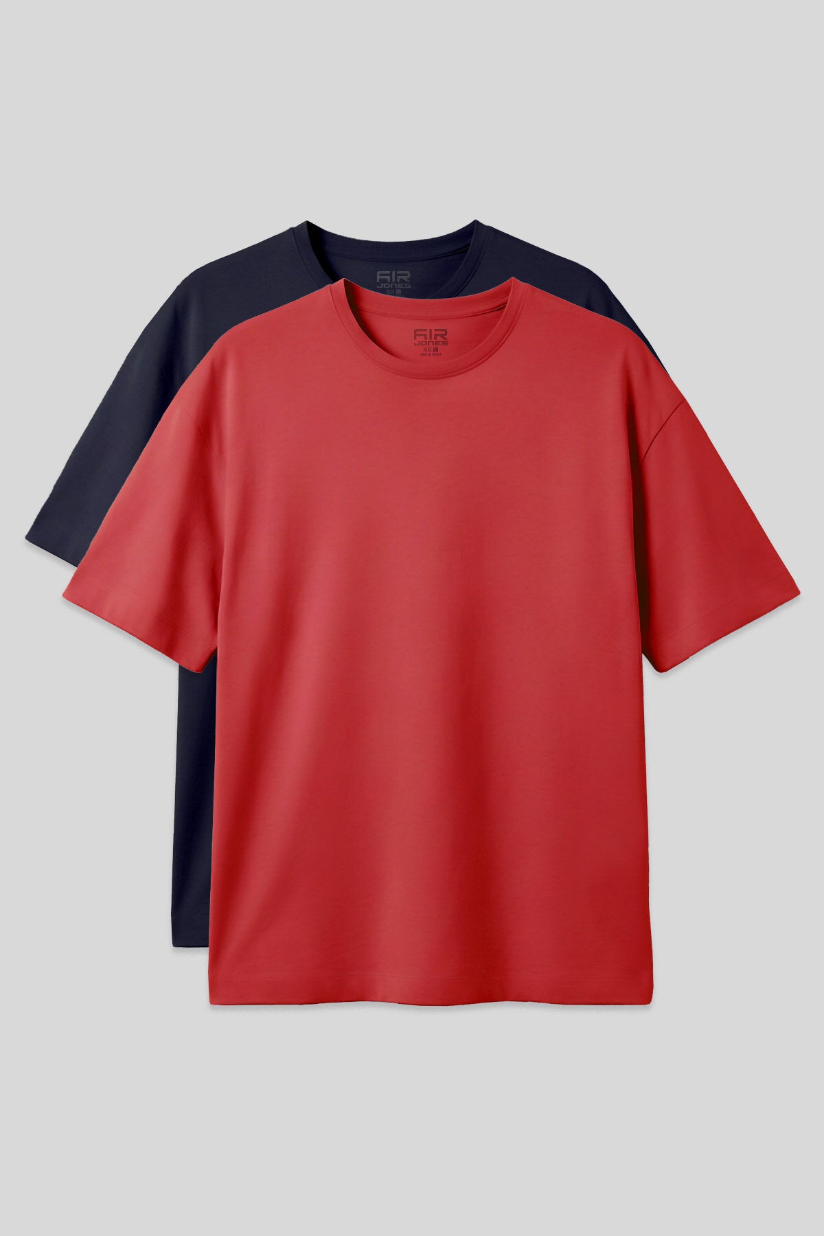 Image of Oversize Fit Basic 2'li Paket Lacivert-Fiesta Erkek T-Shirt - 88353