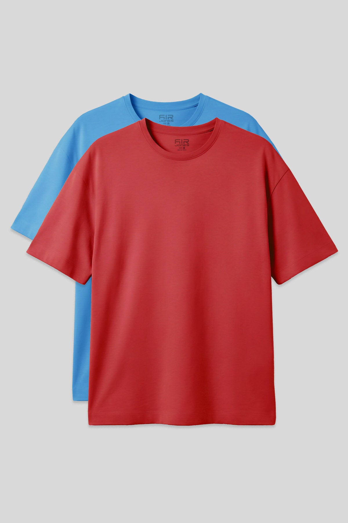 Image of Basic Oversize O Yaka 2'li Paket Fiesta-Petrol Mavi Erkek T-Shirt - 88377
