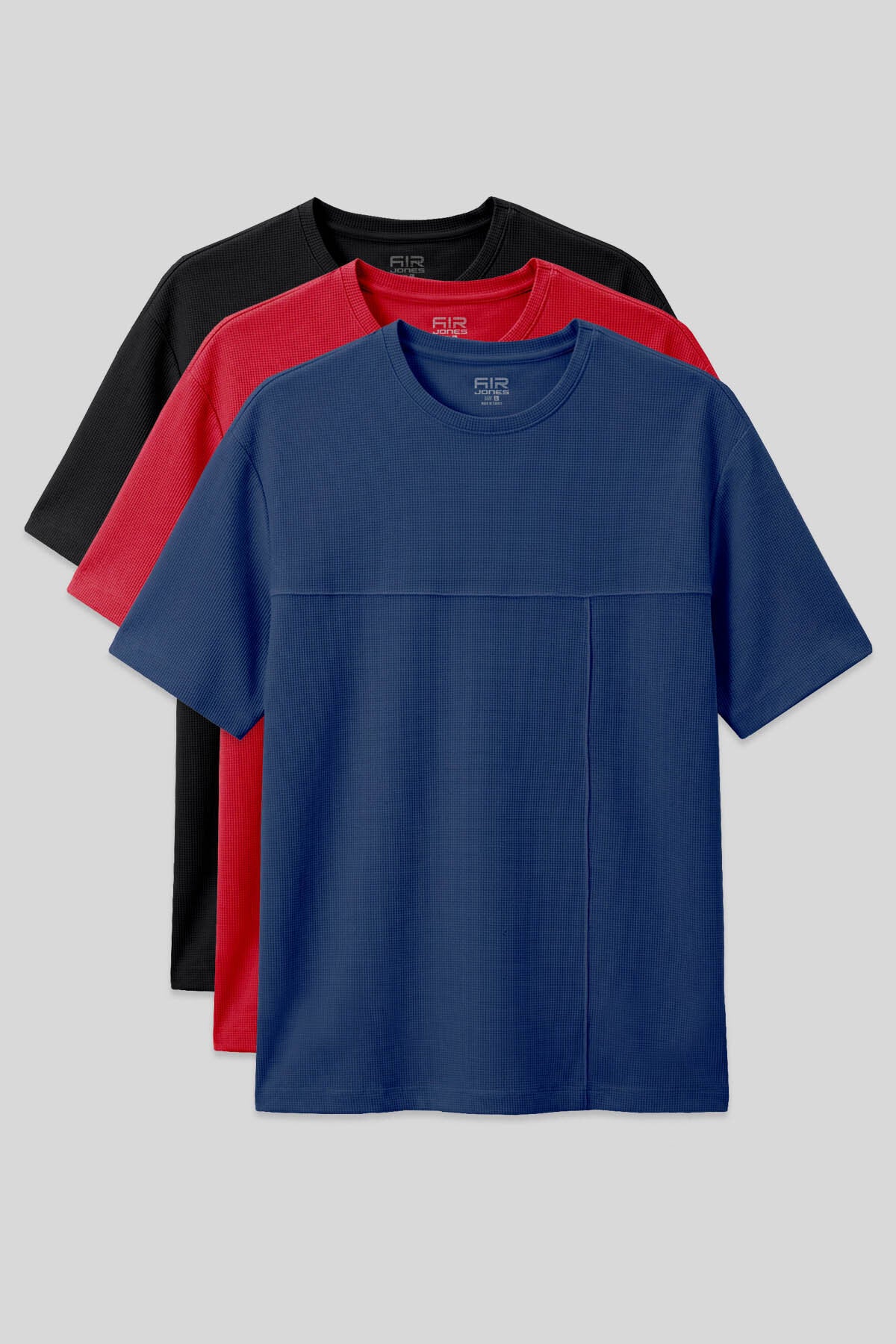 Image of Oversize Fit Basic 3'lü Paket Siyah-Kırmızı-Parlament Erkek T-Shirt - 88380