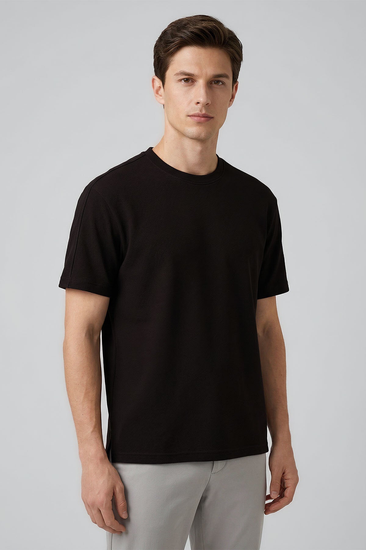 Image of Rahat Form O Yaka 2'li Paket Bej-Kahverengi Erkek T-Shirt - 88495