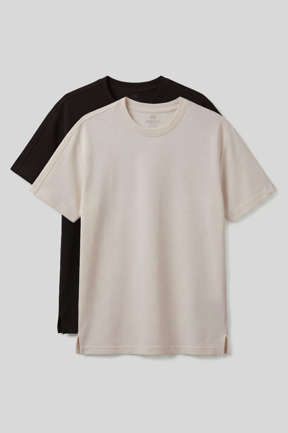 Image of Rahat Form O Yaka 2'li Paket Bej-Kahverengi Erkek T-Shirt - 88495