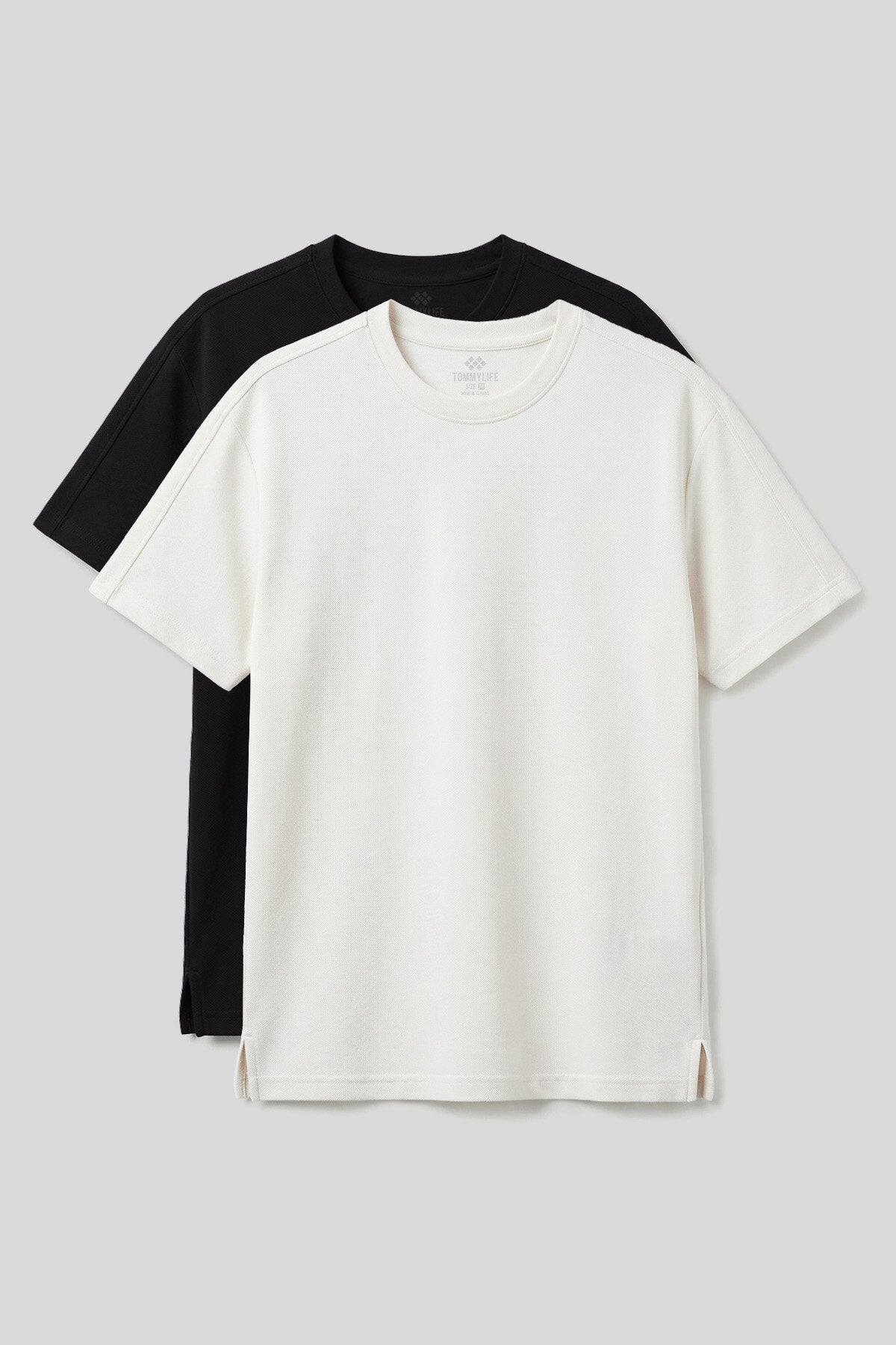 Image of Rahat Form O Yaka 2'li Paket Siyah-Ekru Erkek T-Shirt - 88495