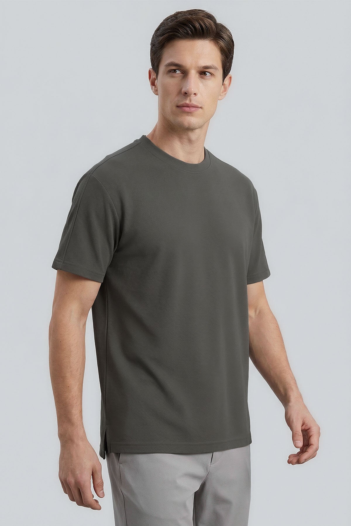 Image of Rahat Form O Yaka 2'li Paket Siyah-Haki Erkek T-Shirt - 88495