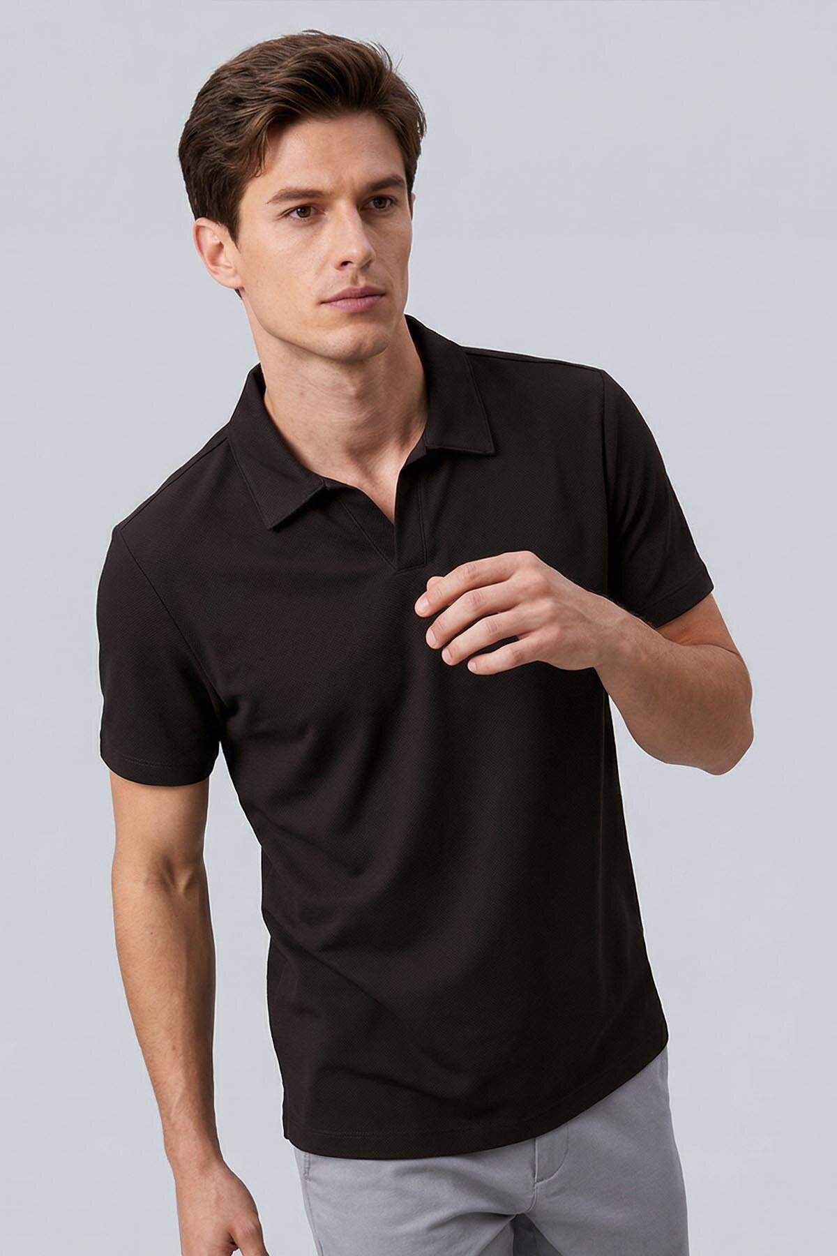 Image of Rahat Form Polo Yaka 2'li Paket Bej-Kahverengi Erkek T-Shirt - 88496