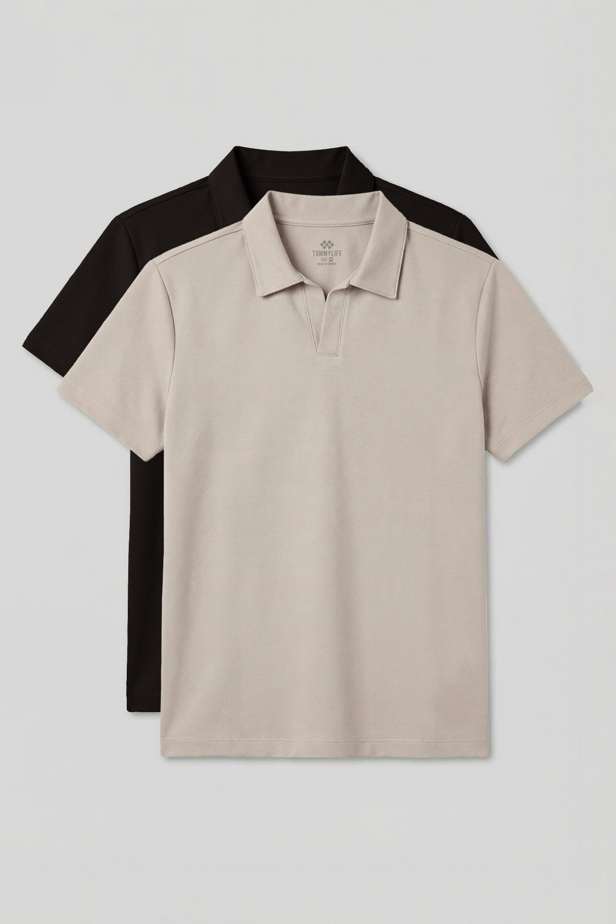 Image of Rahat Form Polo Yaka 2'li Paket Bej-Kahverengi Erkek T-Shirt - 88496