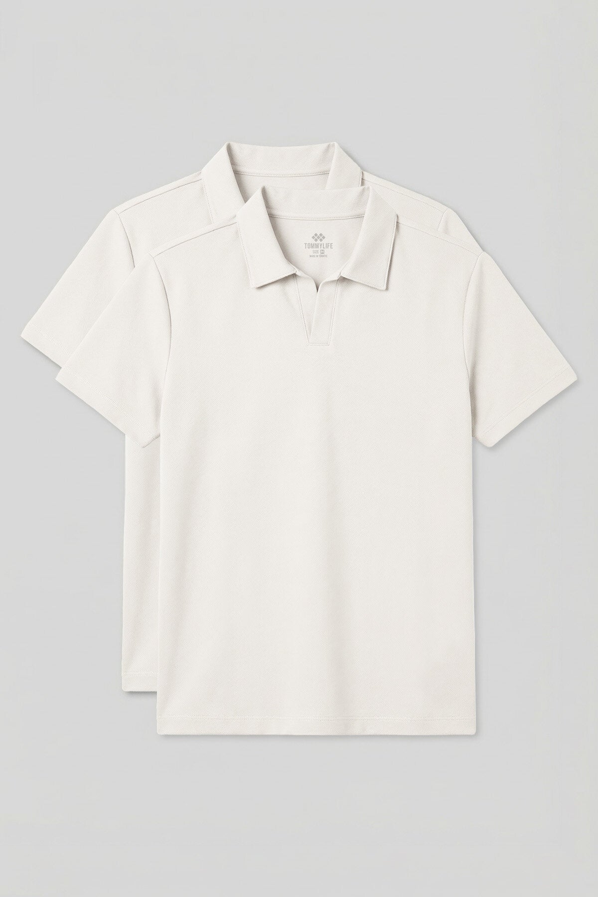 Image of Rahat Form Polo Yaka 2'li Paket Ekru Erkek T-Shirt - 88496