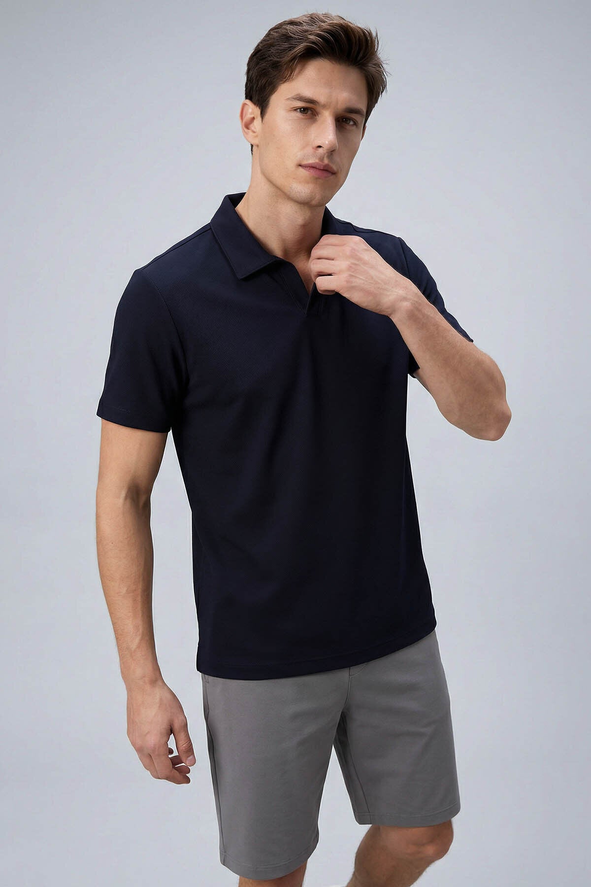 Image of Rahat Form Polo Yaka 3'lü Paket Siyah-Haki-Lacivert Erkek T-Shirt - 88496