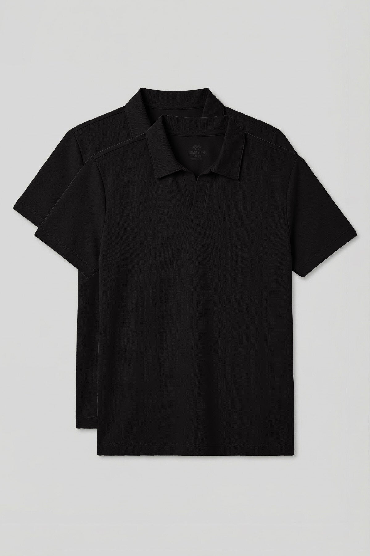 Image of Rahat Form Polo Yaka 2'li Paket Siyah Erkek T-Shirt - 88496