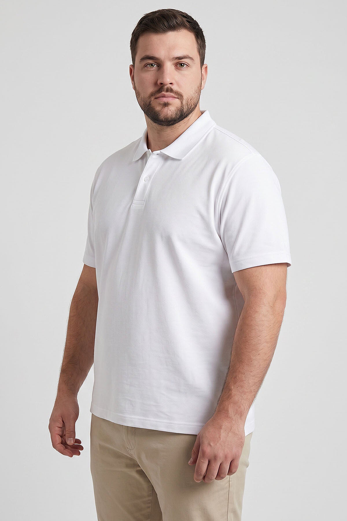 Image of Polo Yaka Büyük Beden 3'lü Paket Siyah-Beyaz-Lacivert Erkek T-Shirt - 88511