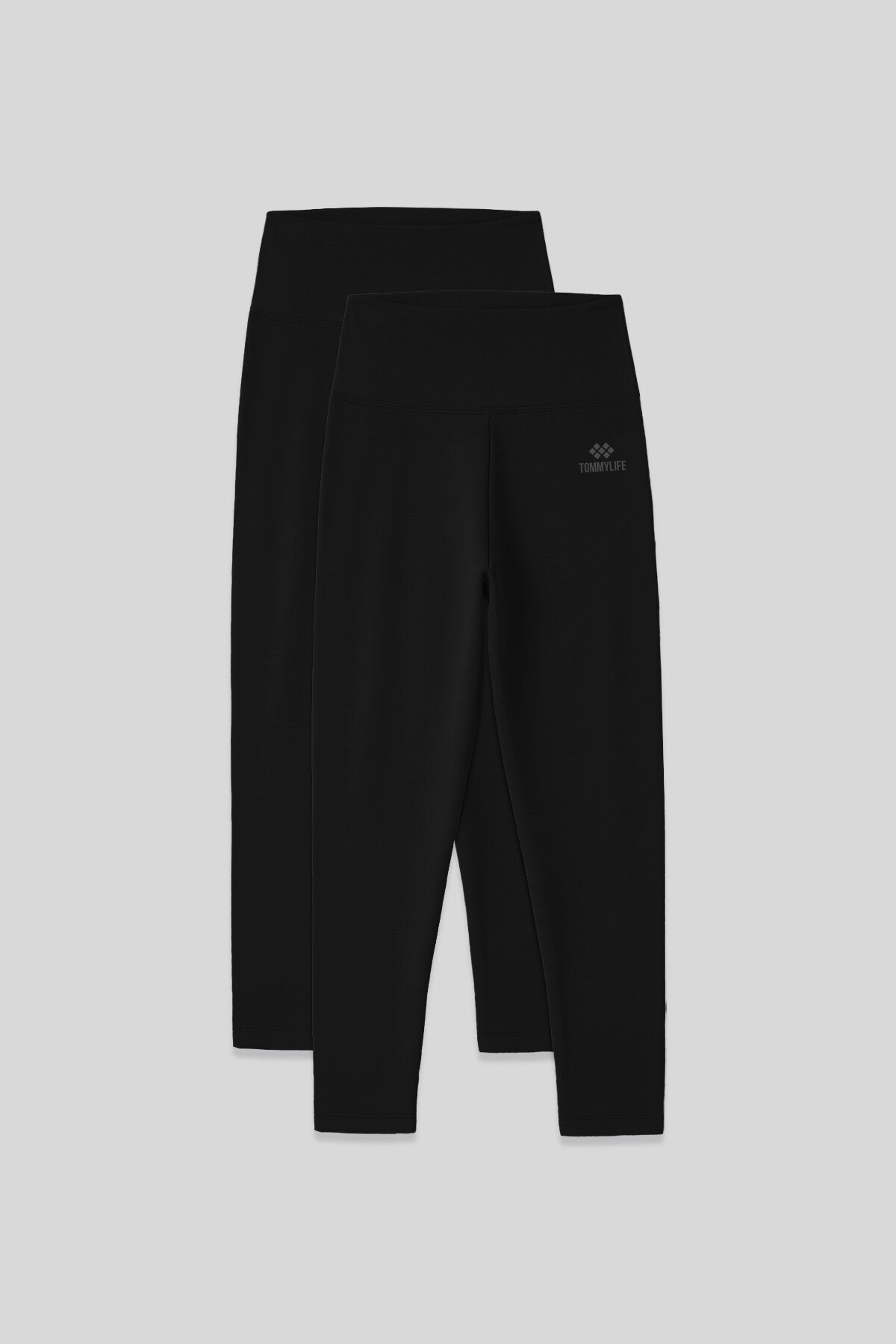 Image of Slim Fit 2'li Paket Siyah Kadın Kapri Tayt - 93097