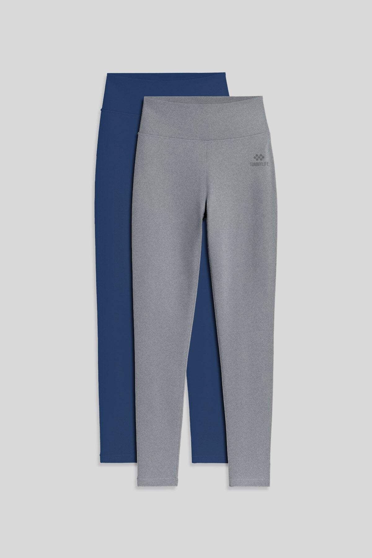 Image of Slim Fit 2'li Paket İndigo-Gri Melanj Kadın Tayt - 94011