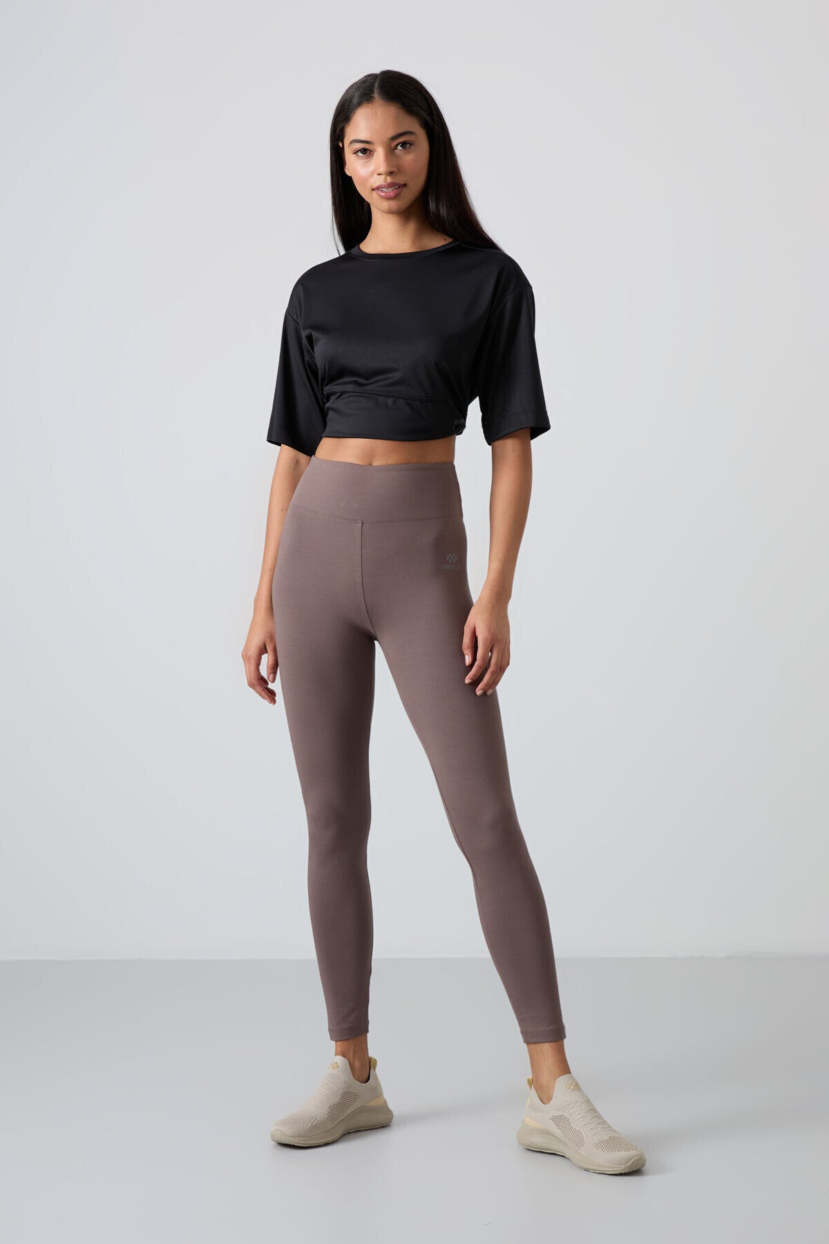 Image of Slim Fit 2'li Paket Kahverengi-Koyu Bej Kadın Tayt - 94011
