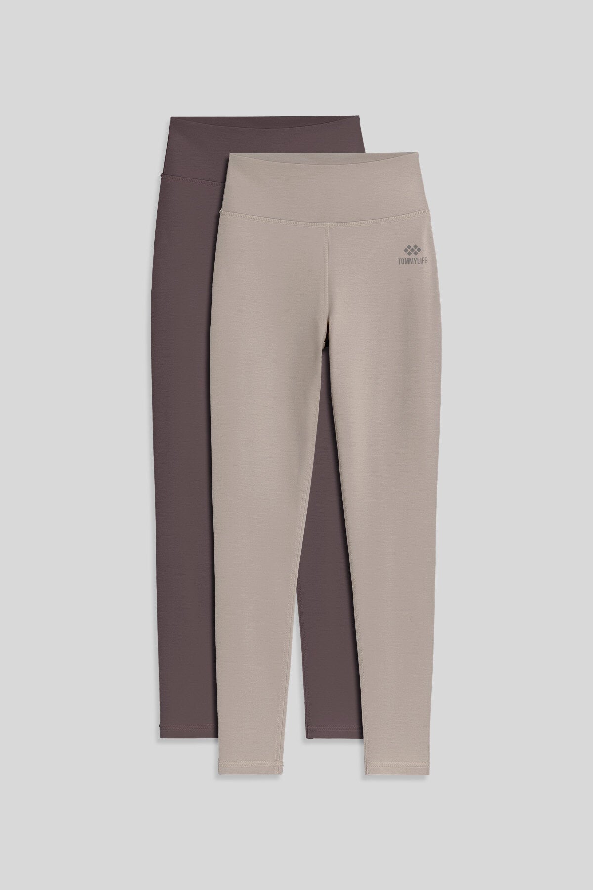Image of Slim Fit 2'li Paket Kahverengi-Koyu Bej Kadın Tayt - 94011