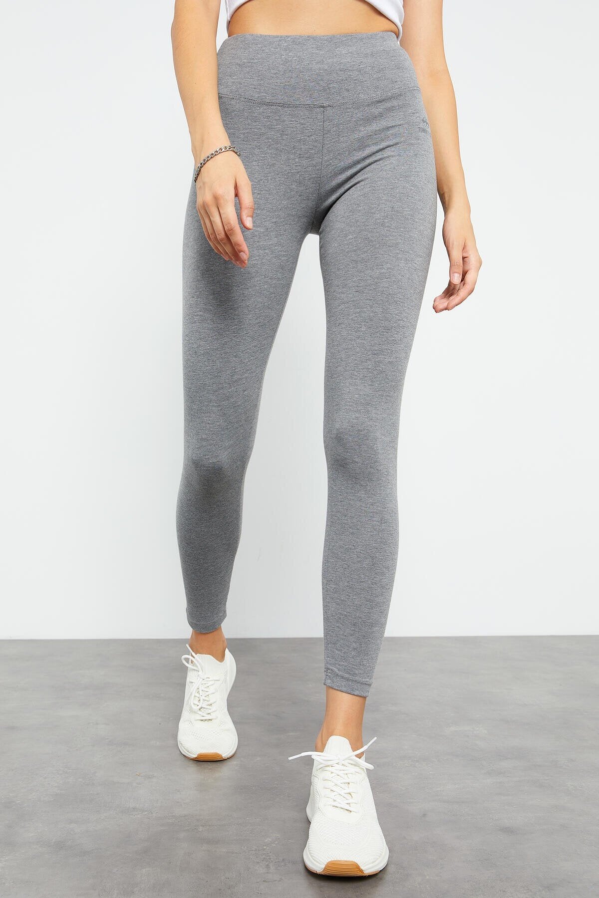 Image of Slim Fit 2'li Paket Siyah-Gri Melanj Kadın Tayt - 94011