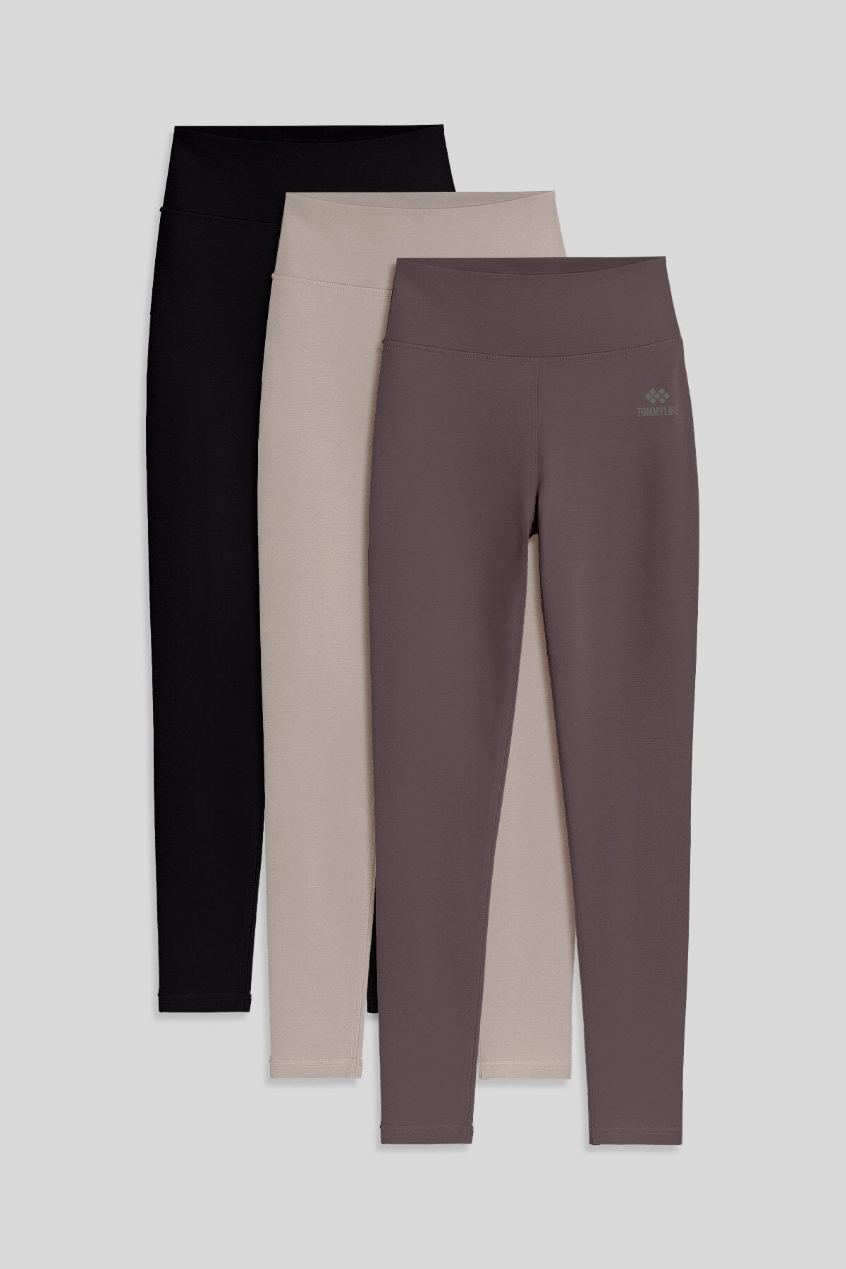 Image of Slim Fit 3'lü Paket Koyu Bej-Kahverengi-Siyah Kadın Tayt - 94011
