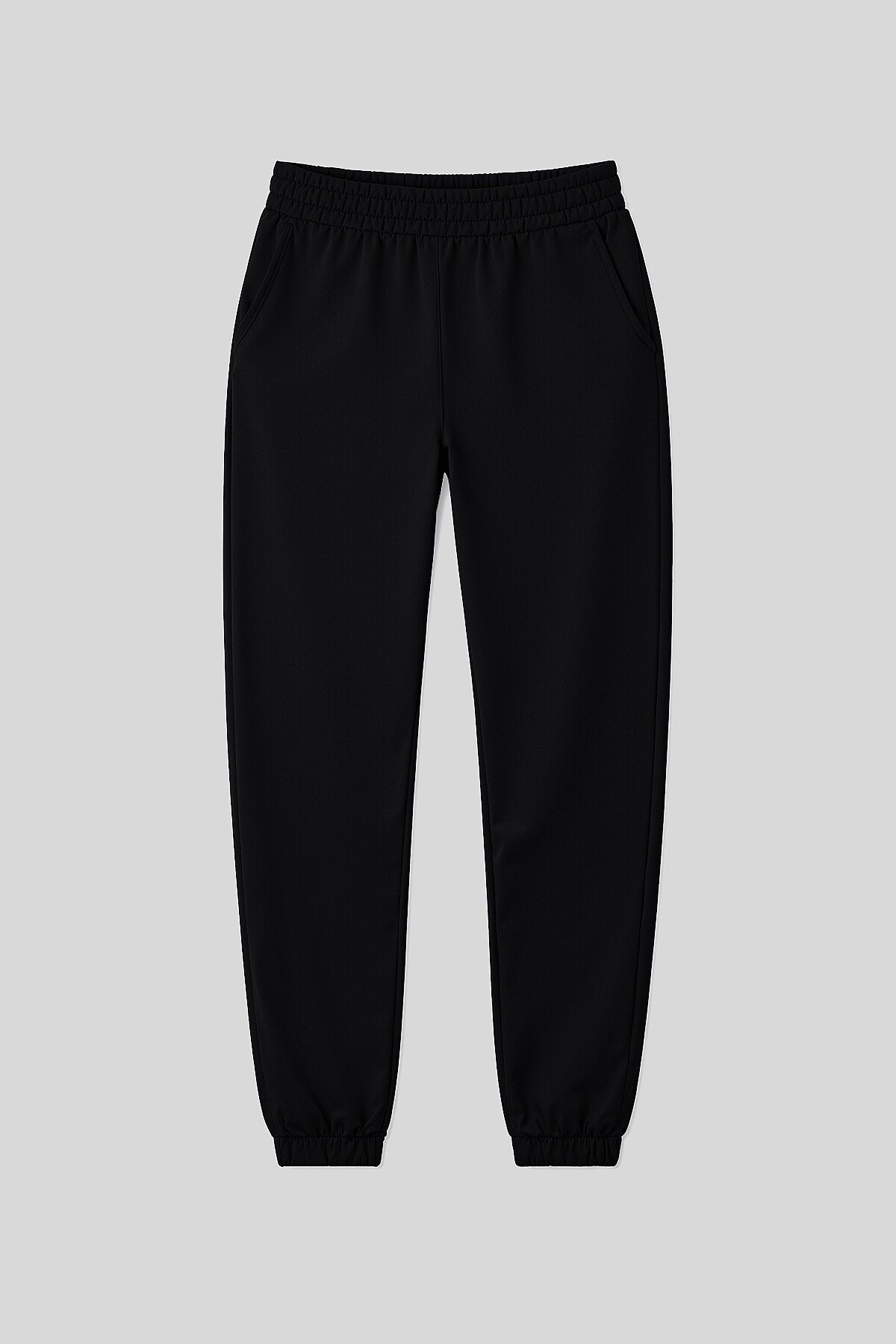 Image of Pantaloni de trening pentru femei, croială confortabilă, set de 2, negru-gri melanj - 94583