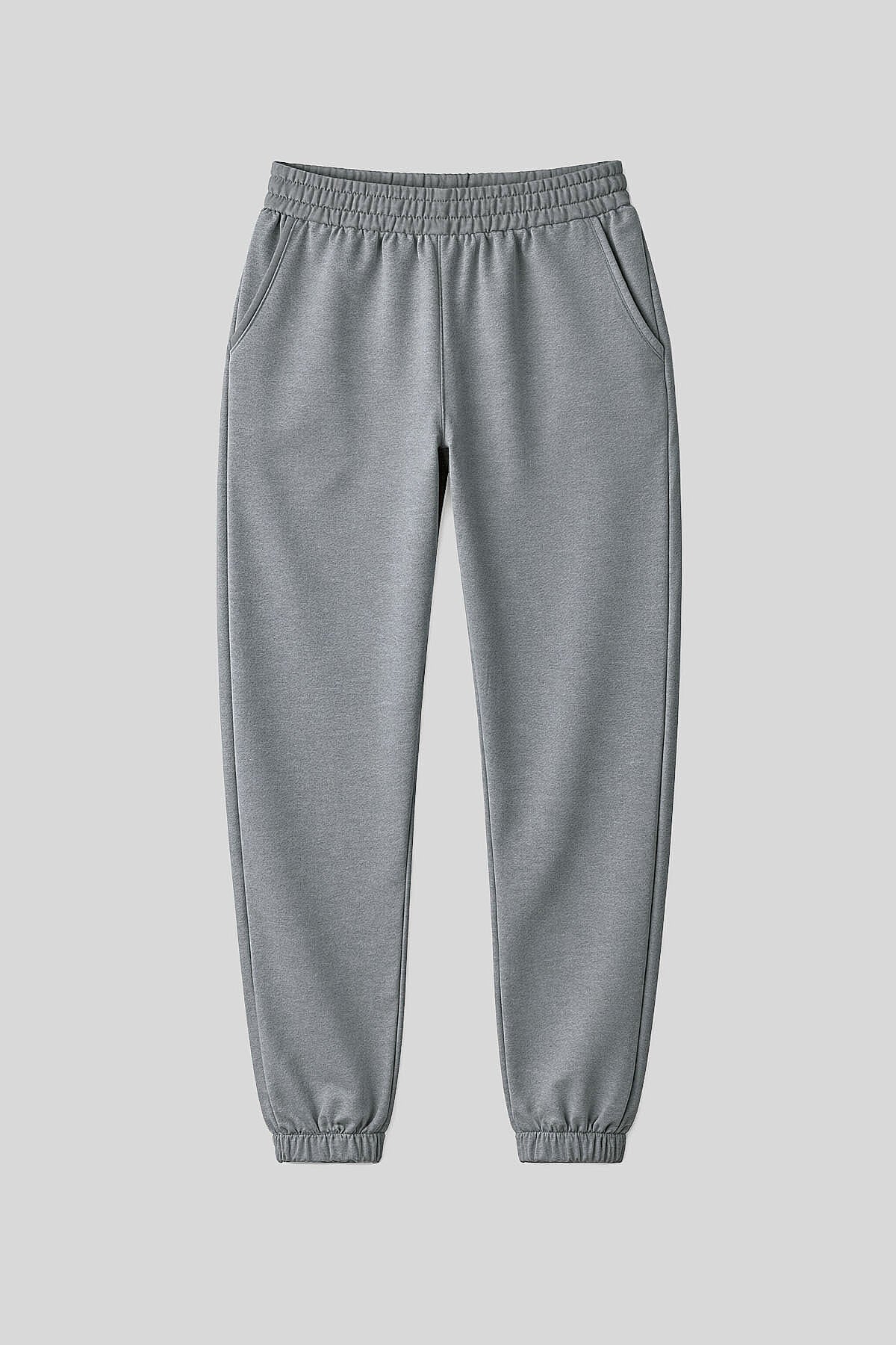 Image of Pantaloni de trening pentru femei, croială confortabilă, set de 2, negru-gri melanj - 94583