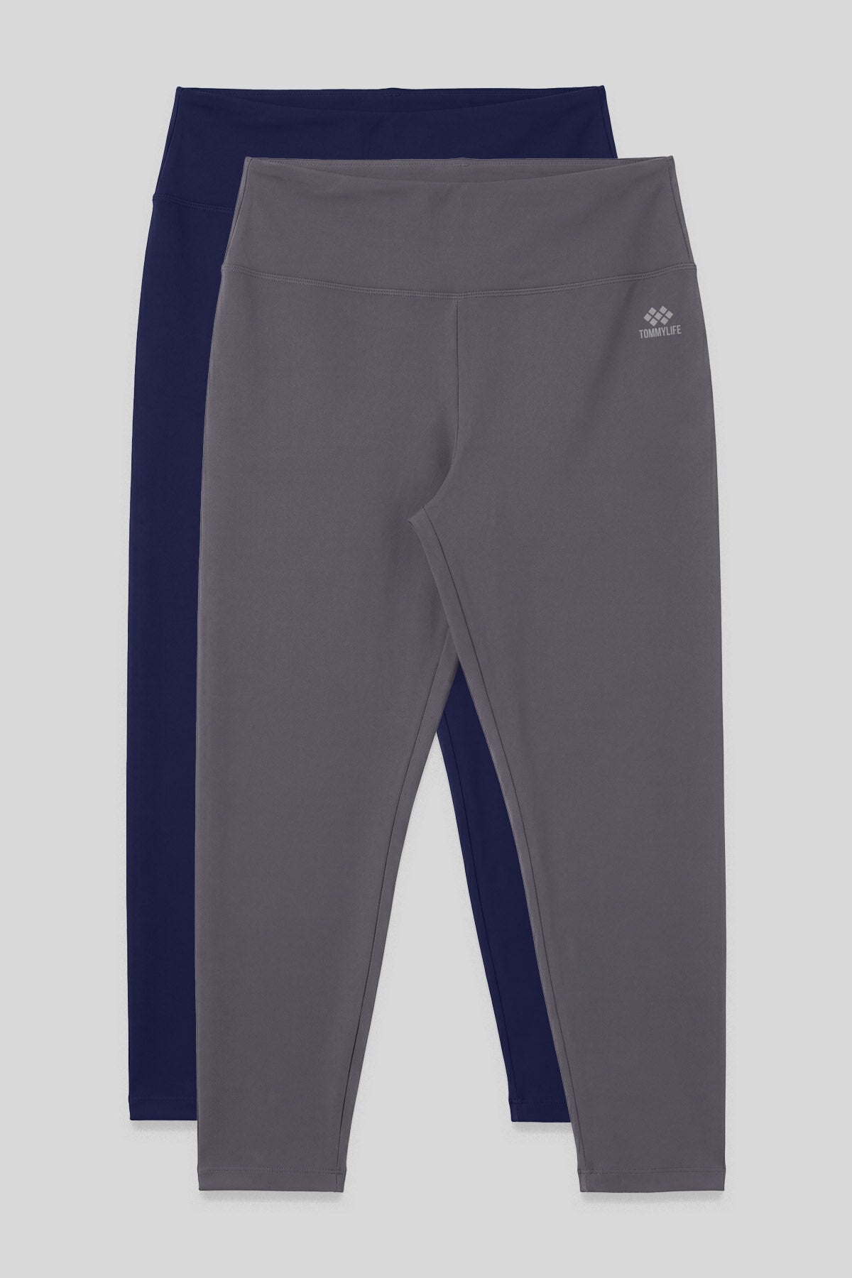 Image of Slim Fit 2'li Paket İndigo-Koyu Gri Büyük Beden Kadın Tayt - 94650