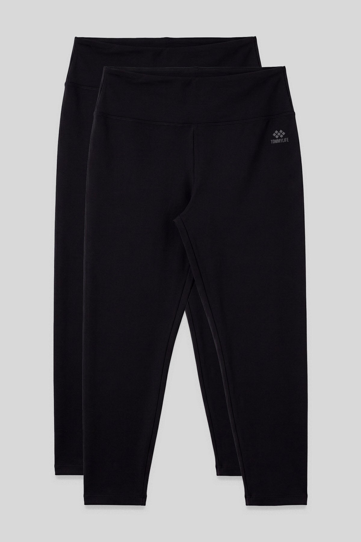 Image of Colanți de damă negri, mărime mare, slim fit, set de 2 bucăți - 94650