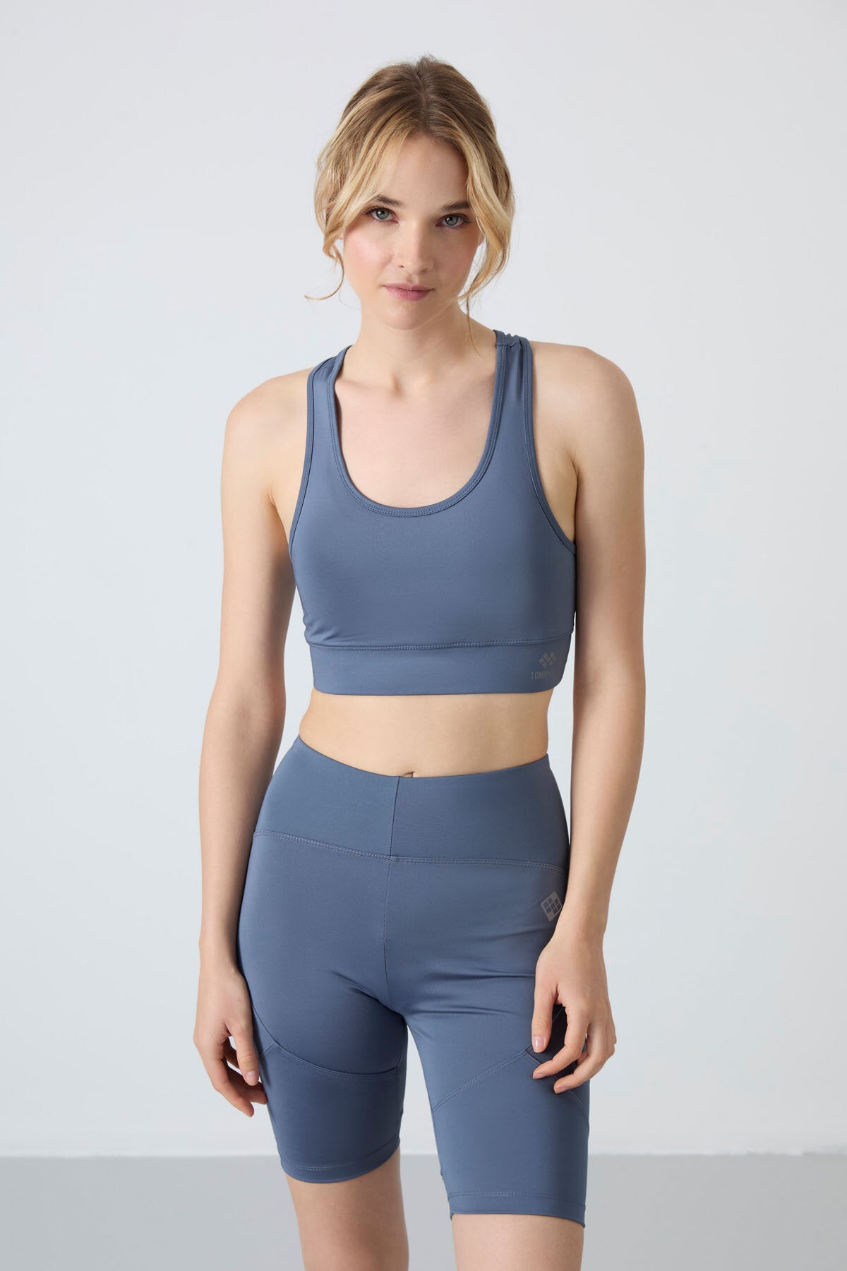 Image of Slim Fit U Yaka 2'li Paket Petrol-Beyaz Kadın Spor Büstiyer - 97120
