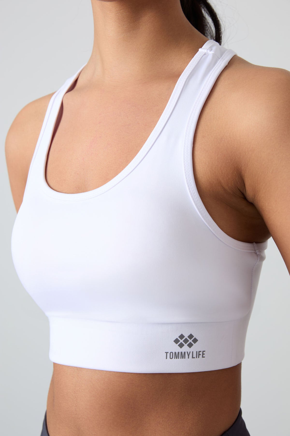 Image of Slim Fit U Yaka 2'li Paket Petrol-Beyaz Kadın Spor Büstiyer - 97120