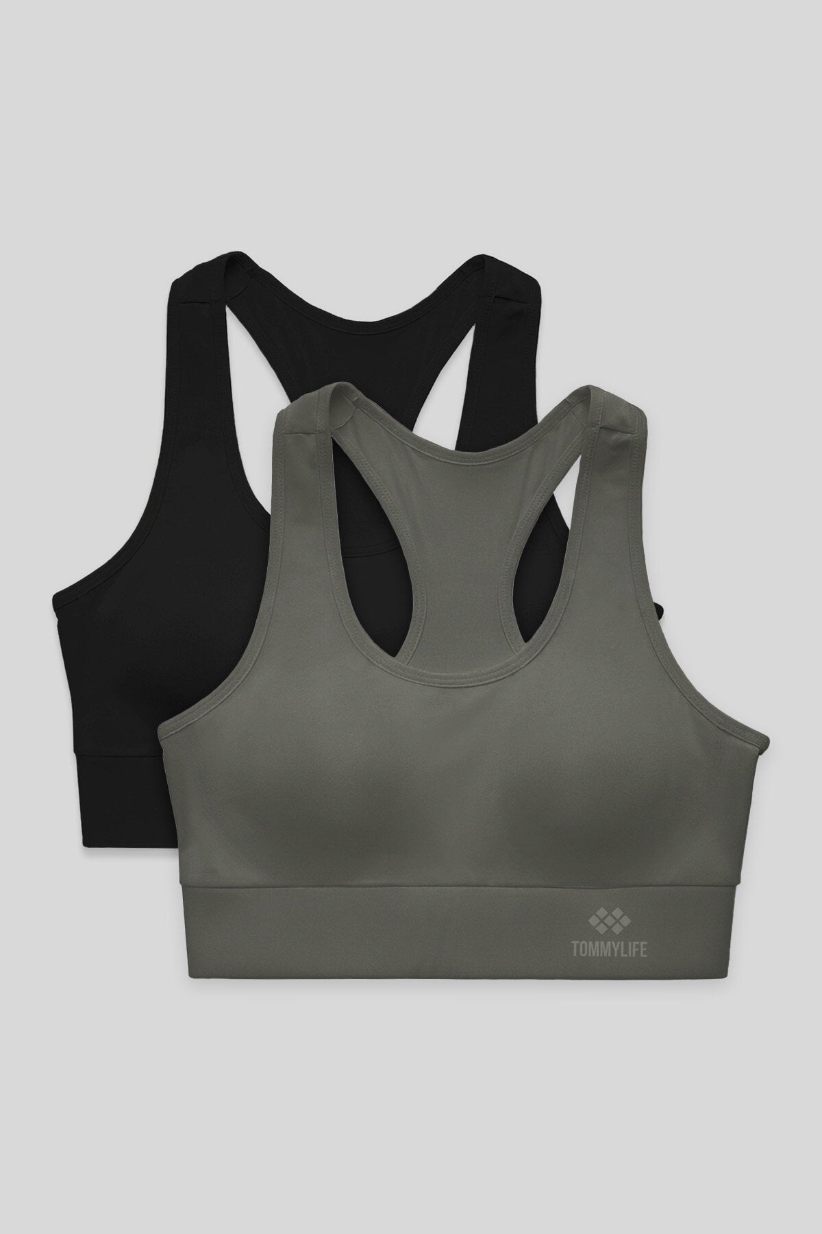 Image of Slim Fit U Yaka 2'li Paket Siyah-Çağla Kadın Spor Büstiyer - 97120