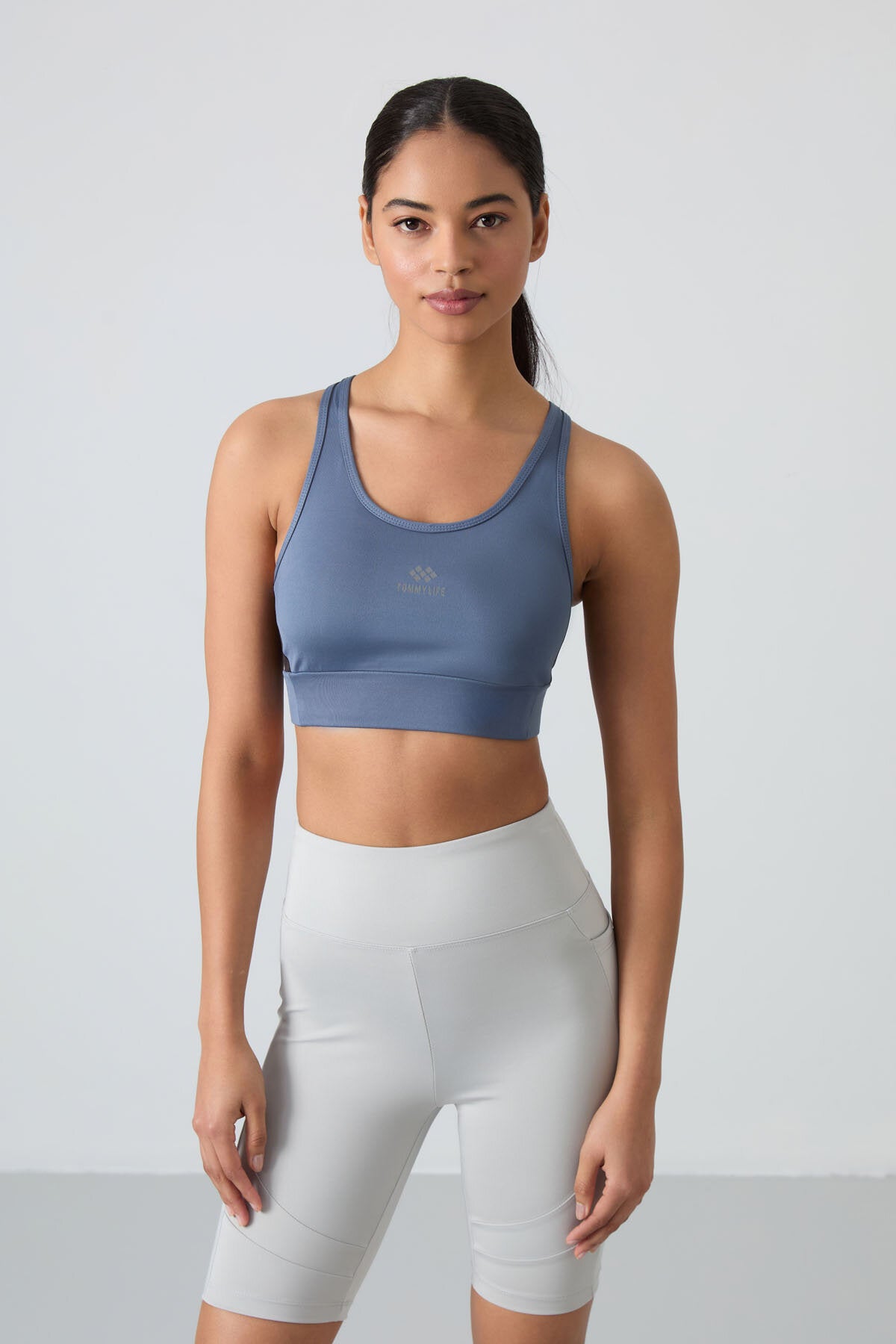 Image of Slim Fit U Yaka 2'li Paket Petrol-Antrasit Kadın Spor Büstiyer - 97121