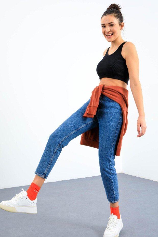 Image of Basic U Yaka 5'li Paket Kadın Crop Top Atlet - 97160