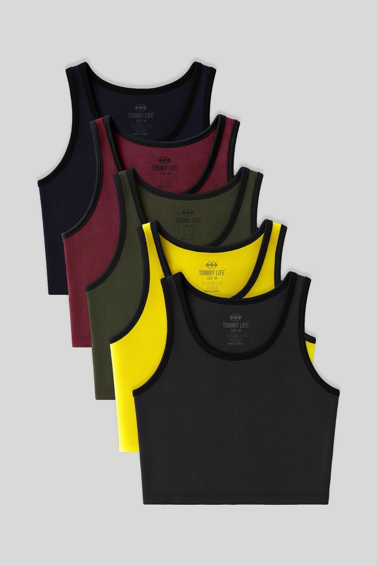 Image of Basic U Yaka 5'li Paket Kadın Crop Top Atlet - 97162