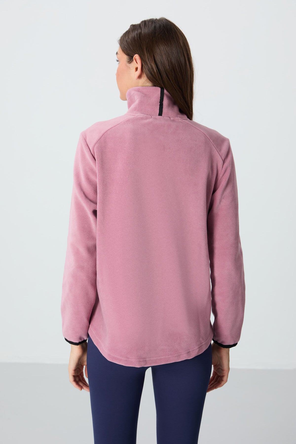 Image of Rahat Form Dik Yaka 2'li Paket Siyah-Gül Kurusu Kadın Polar Sweatshirt - 97173