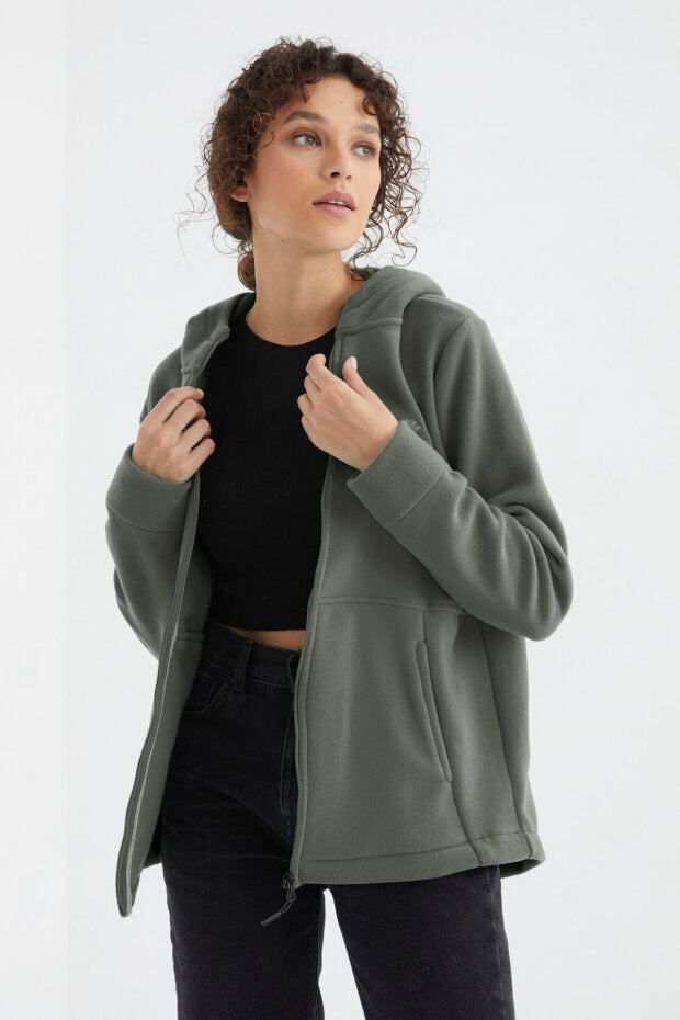 Image of Hanorac din fleece pentru femei, cu glugă, croială confortabilă, set de 2, negru-bleumarin - 97233
