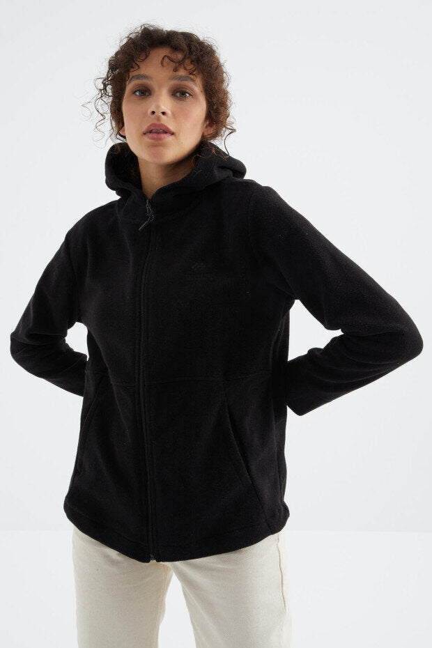 Image of Rahat Form Kapüşonlu 2'li Paket Siyah-Koyu Bej Kadın Polar Sweatshirt - 97233