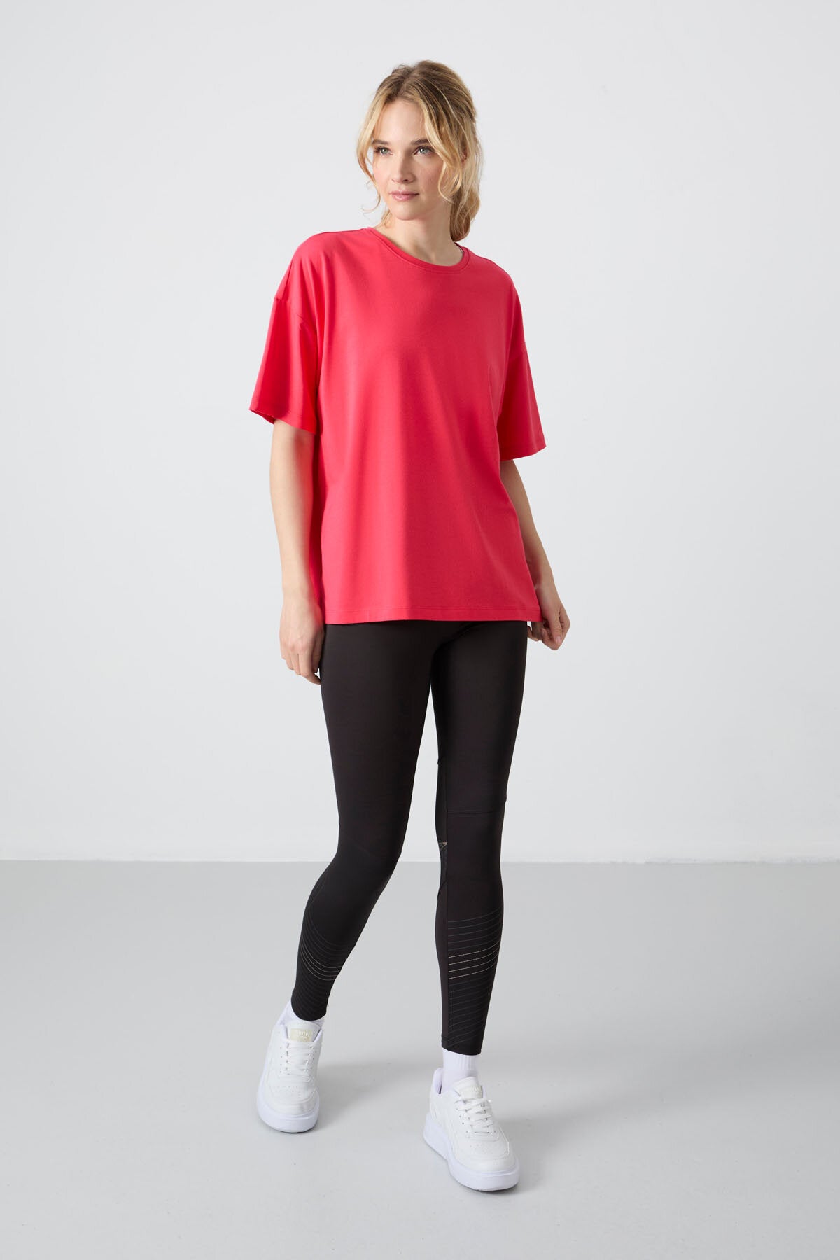 Image of Oversize Fit Basic Crew Neck 3-Pack Black-White-Rose Women's T-Shirt 97285