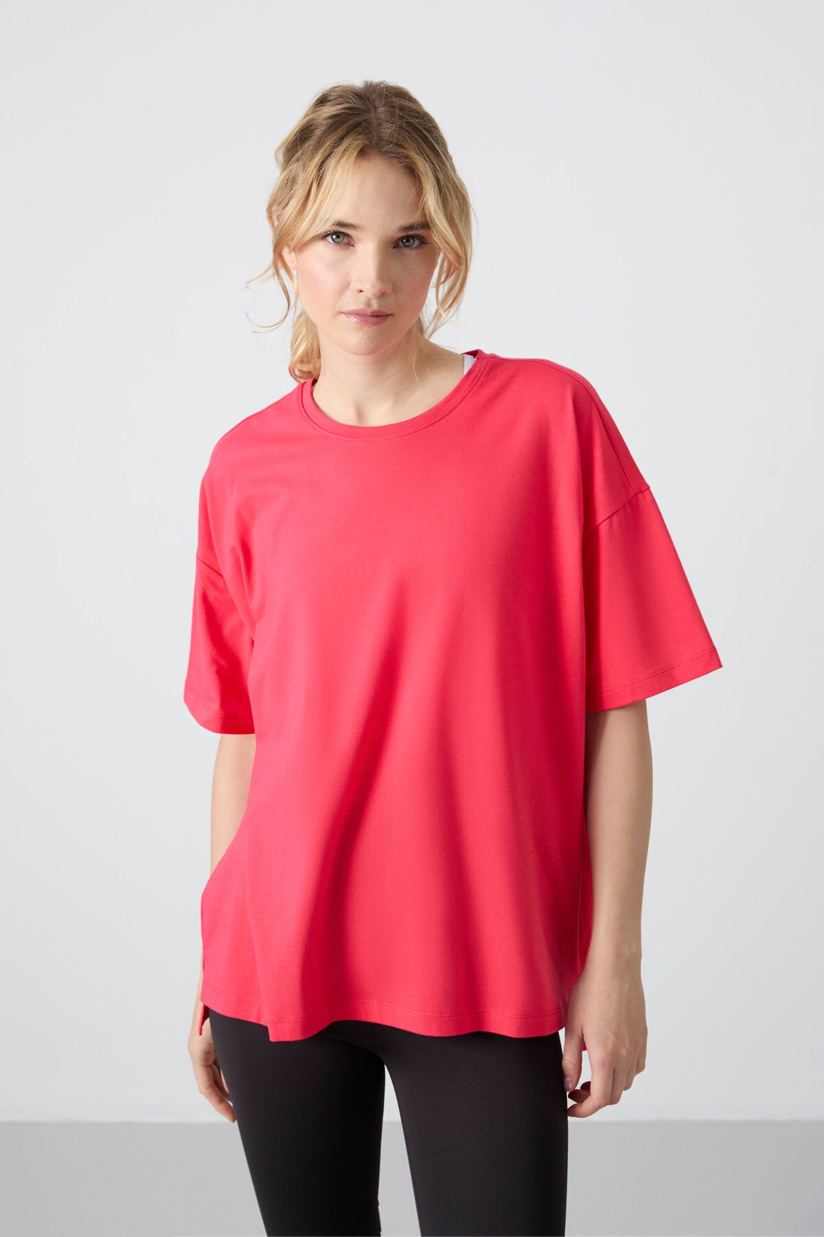 Image of Oversize Fit Basic Crew Neck 3-Pack Black-White-Rose Women's T-Shirt 97285