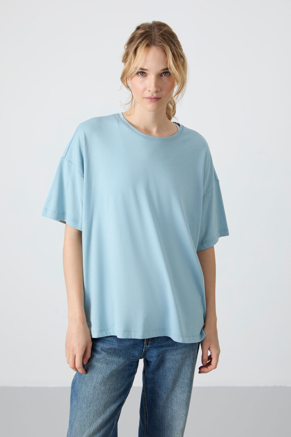 Image of Oversize Fit Basic O Yaka 5'li Paket Kadın T-Shirt - 97285