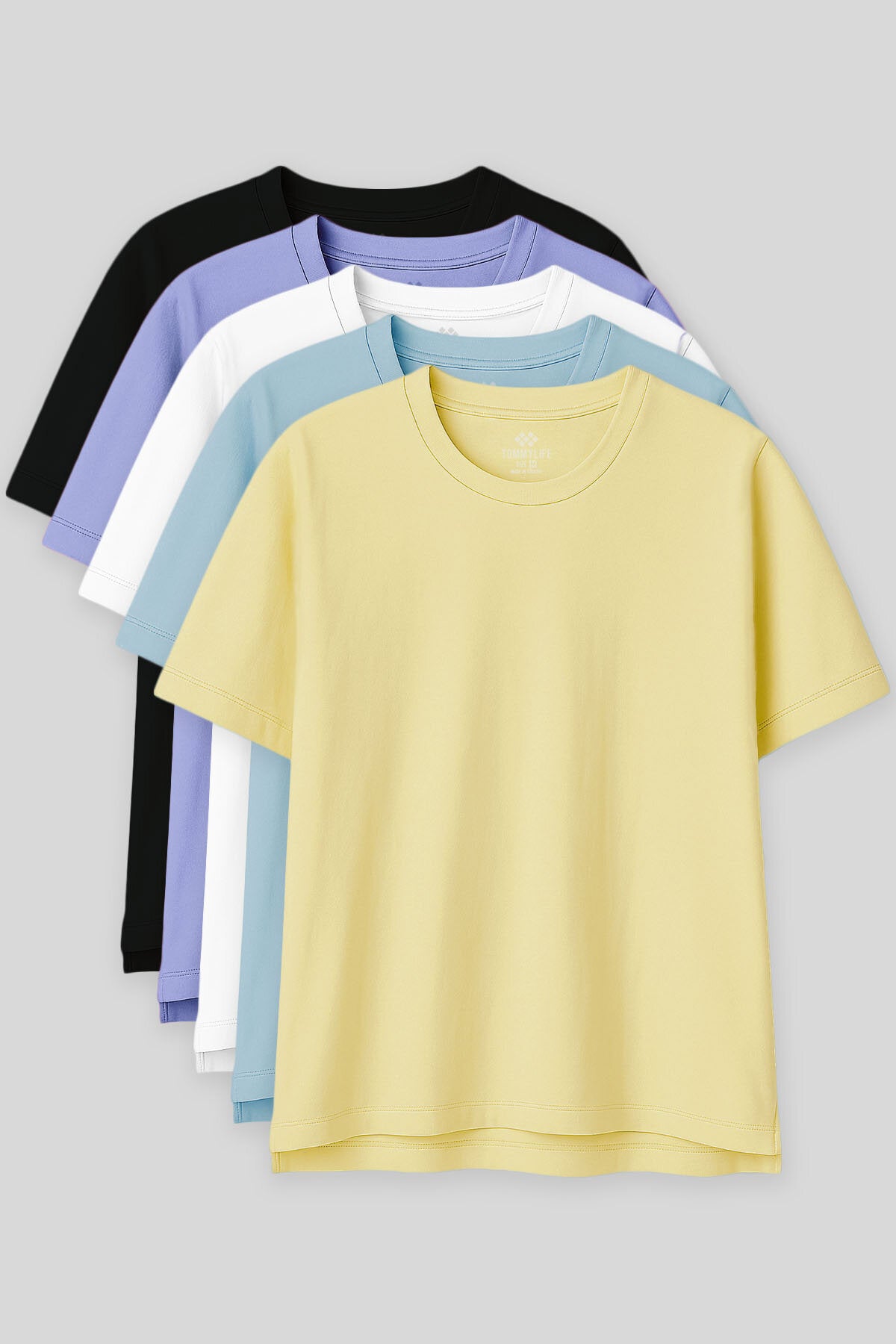 Image of Oversize Fit Basic O Yaka 5'li Paket Kadın T-Shirt - 97285