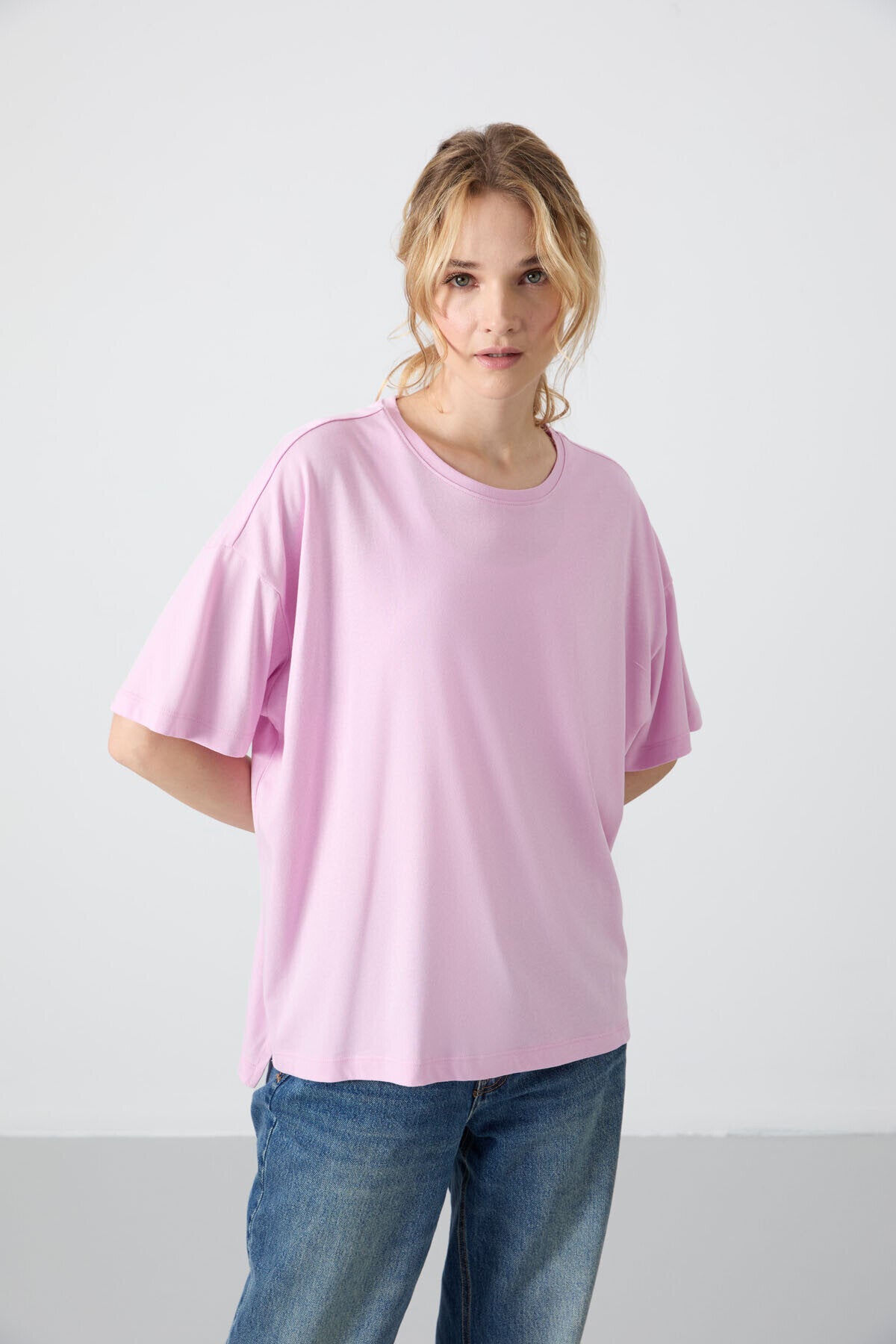 Image of Oversize Fit Basic O Yaka 5'li Paket Kadın T-Shirt - 97285