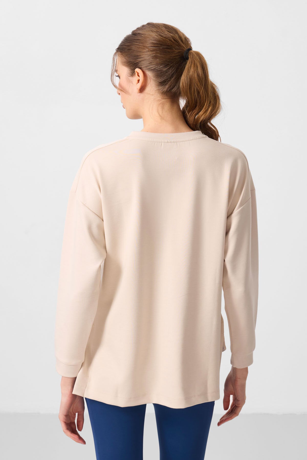 Image of Rahat Form O Yaka 2'li Paket Bej-Kahverengi Kadın Tunik Sweatshirt - 97305