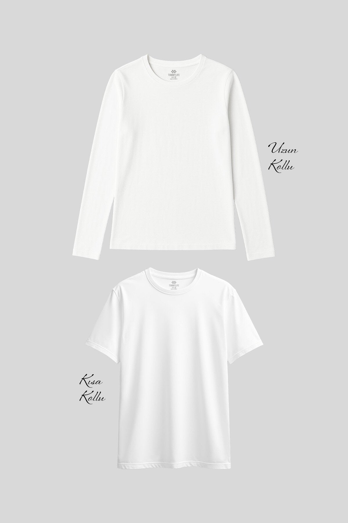 Image of Basic O Yaka 2'li Paket Beyaz Kadın T-Shirt