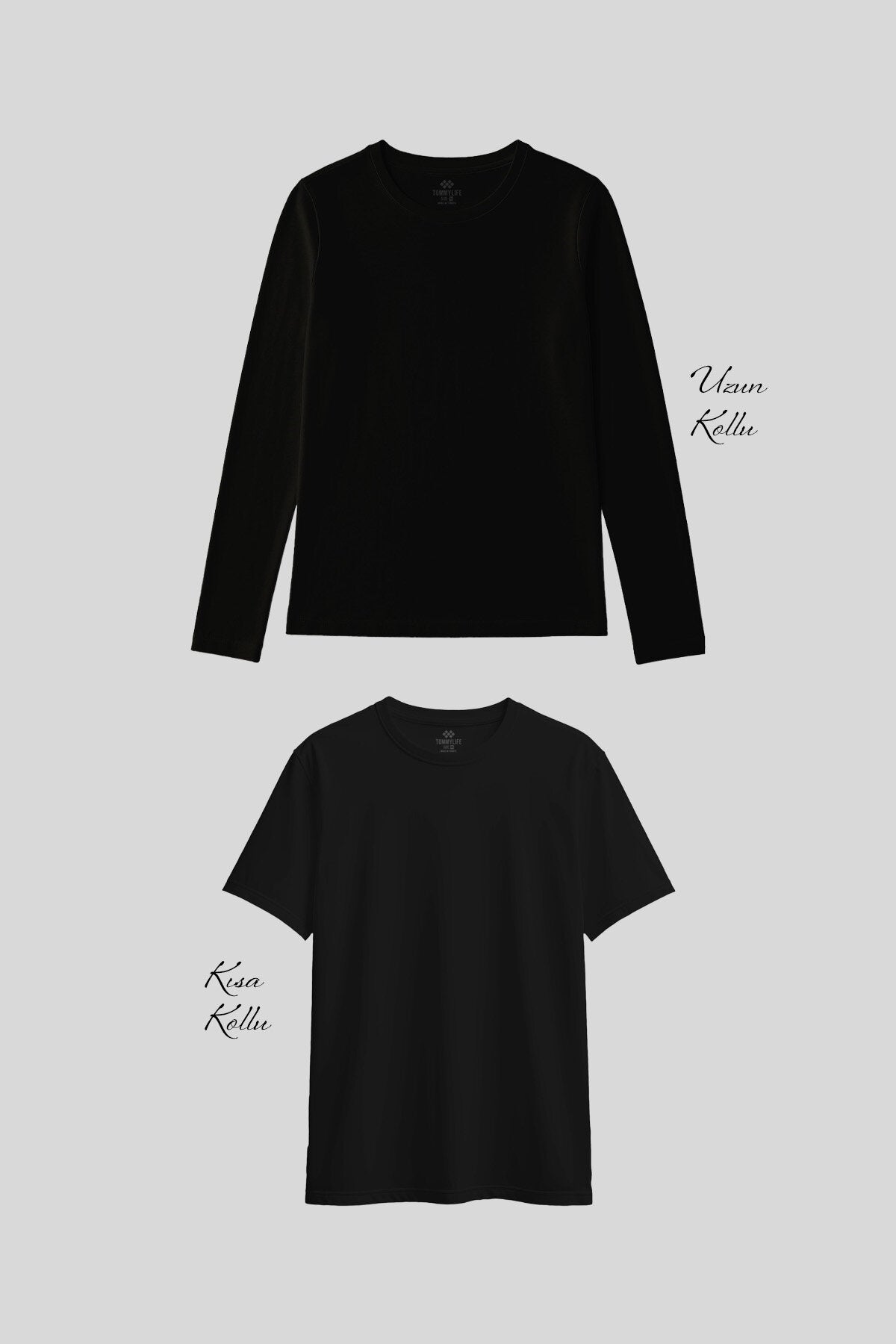 Image of Basic O Yaka 2'li Paket Siyah Kadın T-Shirt