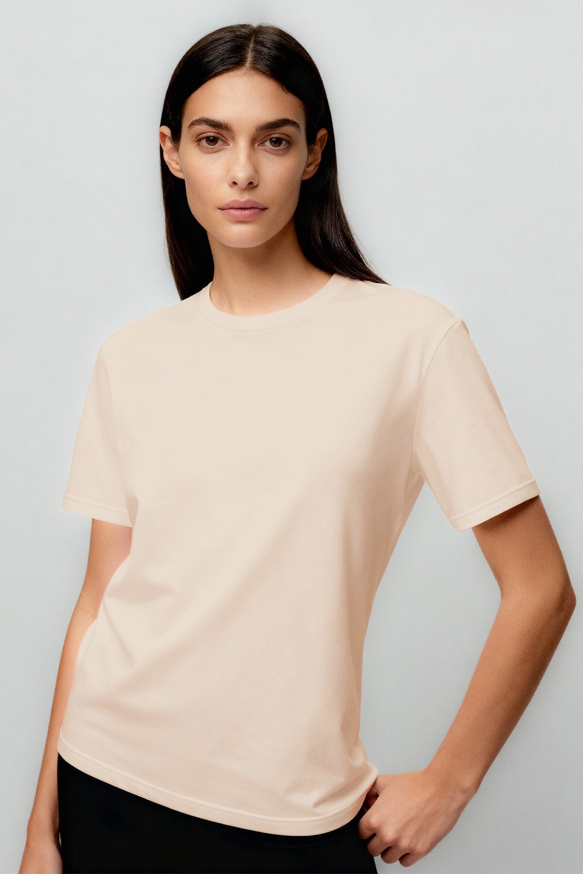 Image of Standart Fit Basic O Yaka 3'lü Paket Siyah-Beyaz-Bej Kadın T-Shirt - 97311