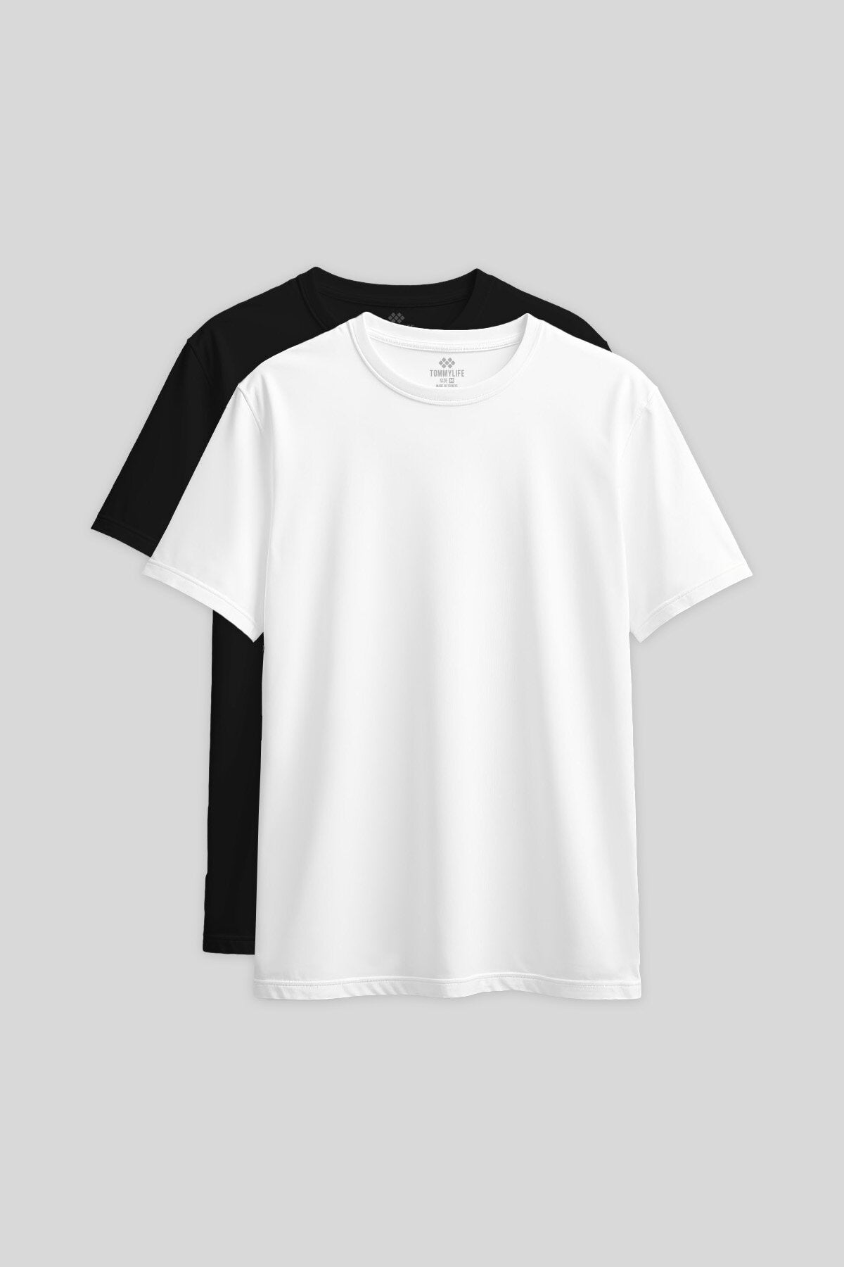 Image of Standart Fit Basic O Yaka 2'li Paket Siyah-Beyaz Kadın T-Shirt - 97311
