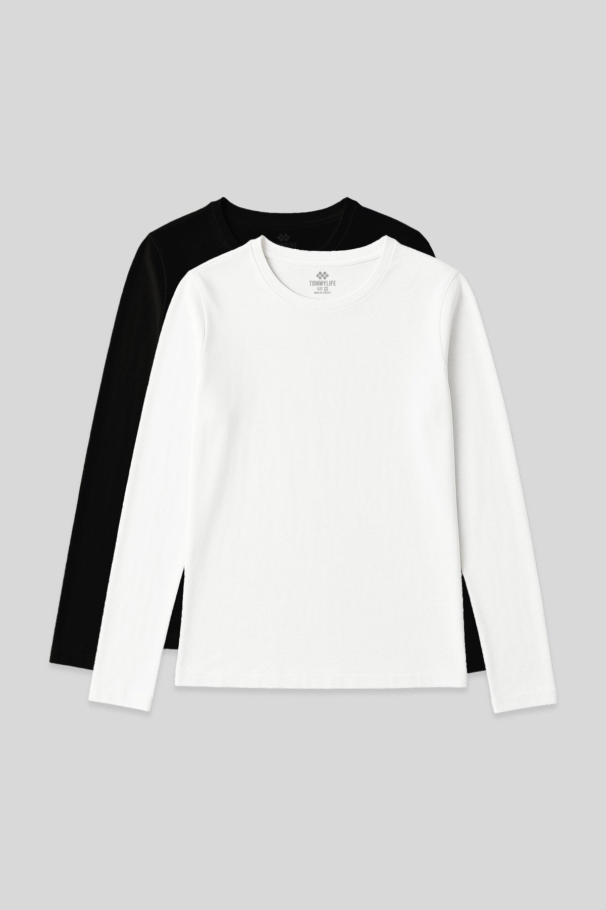 Image of Standart Fit Basic O Yaka 2'li Paket Siyah-Beyaz Kadın T-Shirt - 97312