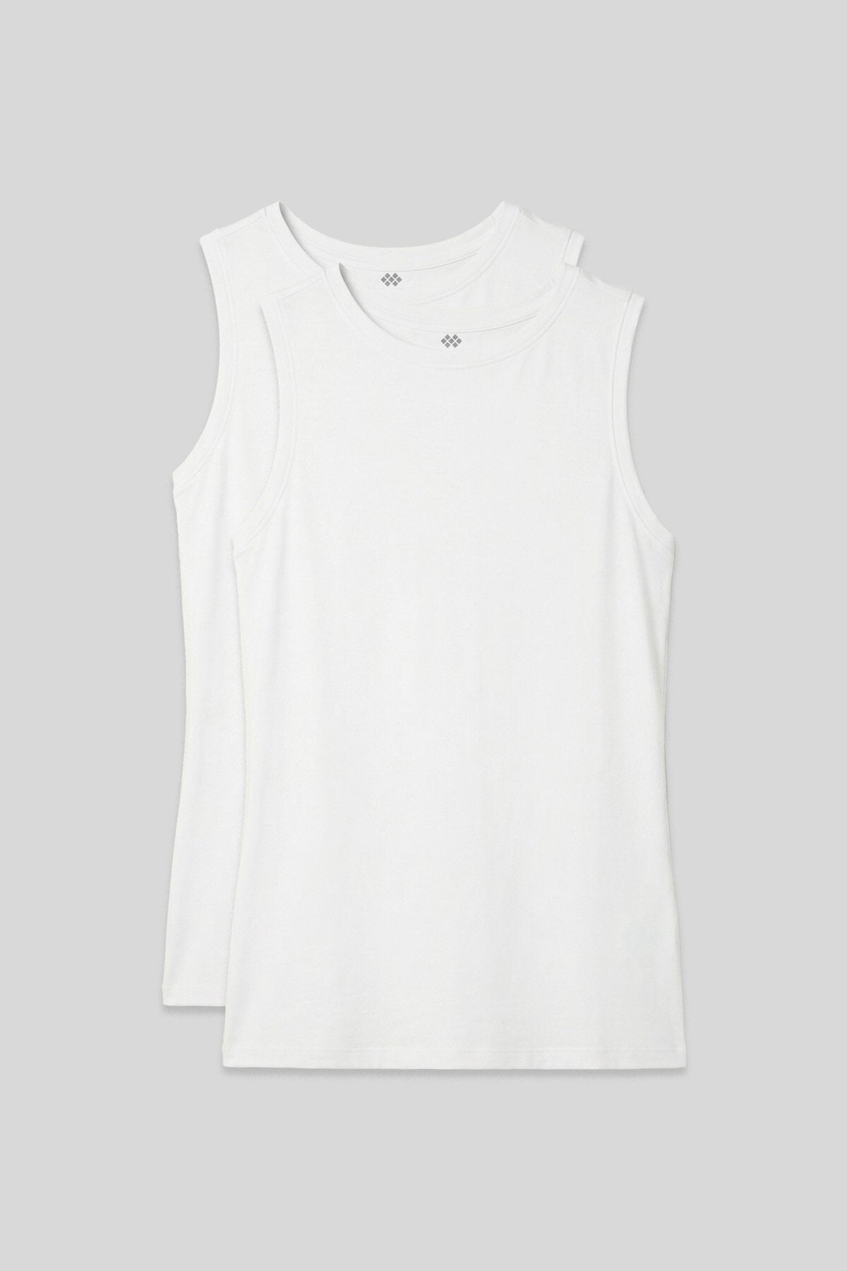 Image of Slim Fit Basic Crew Neck 2-Pack White Women's Tank Top - 97313