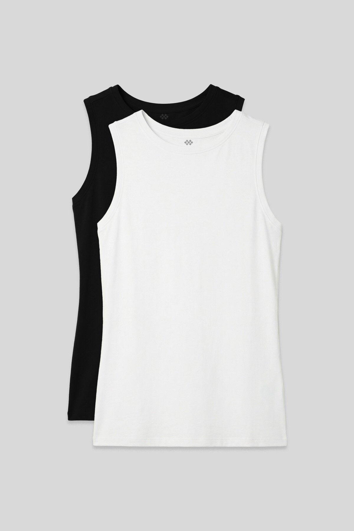 Image of Slim Fit Basic Crew Neck 2-Pack Black and White Women's Tank Top - 97313