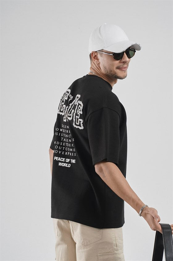 Image of Sırtı Baskı Detaylı Double Face Oversize Kalıp Tişört