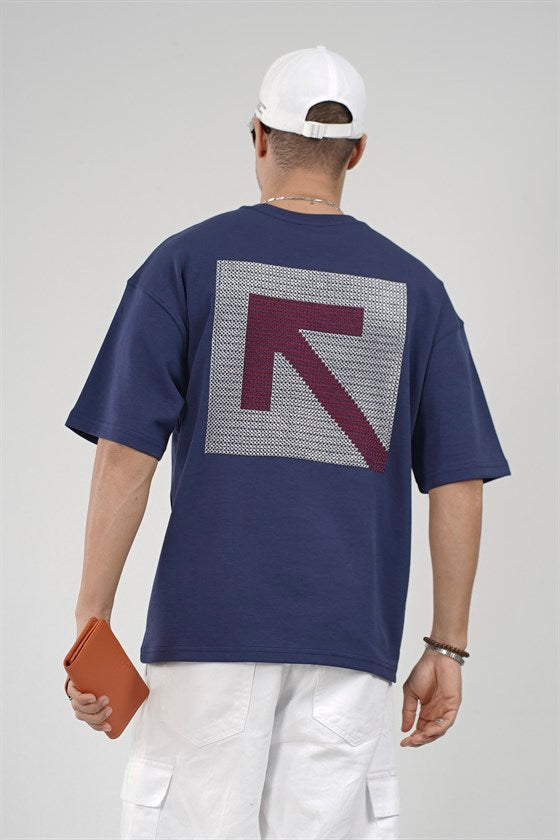 Image of Tricou bărbătesc supradimensionat cu imprimeu tip plasă pe spate