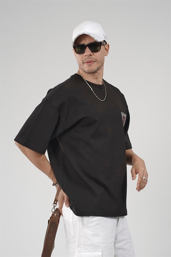 Image of Men's Oversize T-Shirt with Mesh Print Detail on the Back