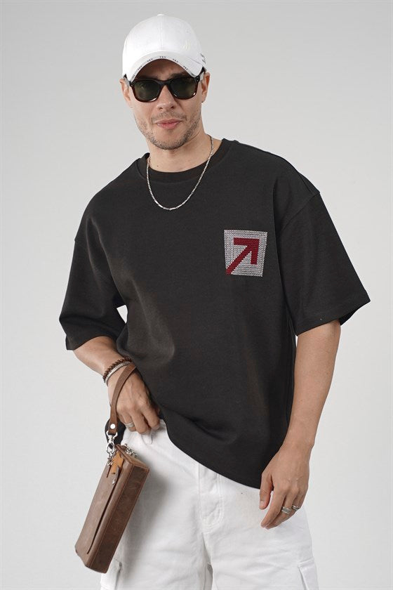 Image of Men's Oversize T-Shirt with Mesh Print Detail on the Back