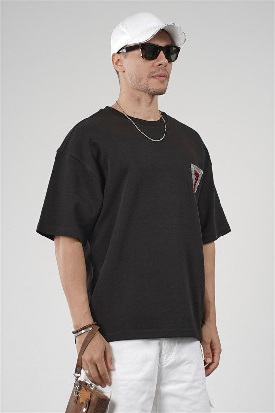 Image of Men's Oversize T-Shirt with Mesh Print Detail on the Back